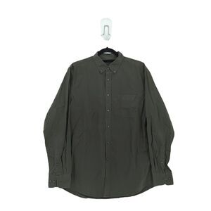 UNIQLO Men L EFC Broad Shirt Green Long Sleeve Woven Button Down Regular Fit